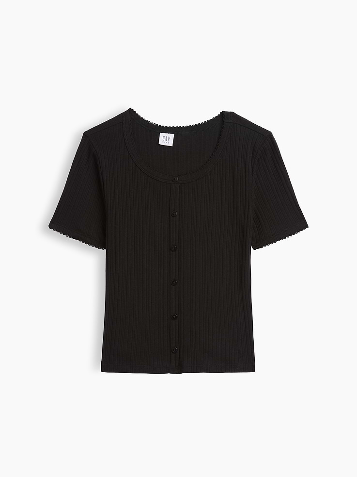 Image number 1 showing, Kids Ribbed Button-Front Top