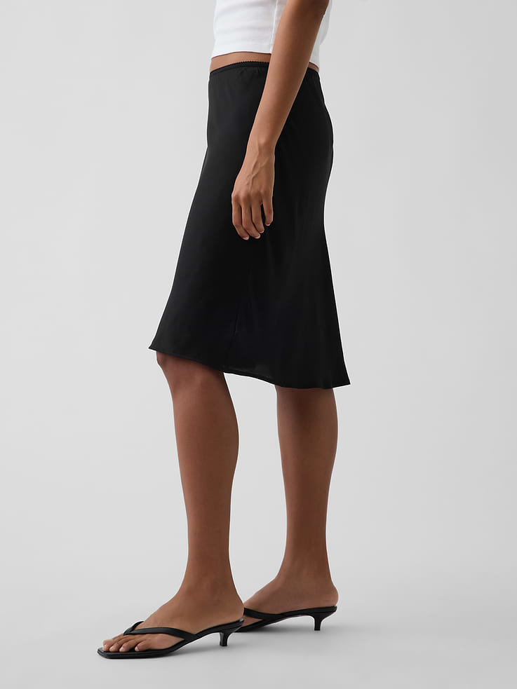 Image number 3 showing, Satin Bias-Cut Skirt