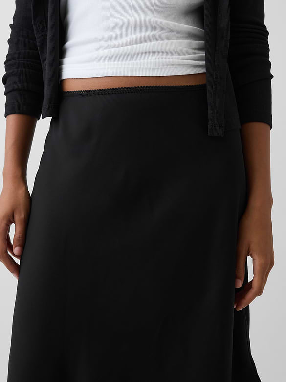 Satin Bias-Cut Skirt