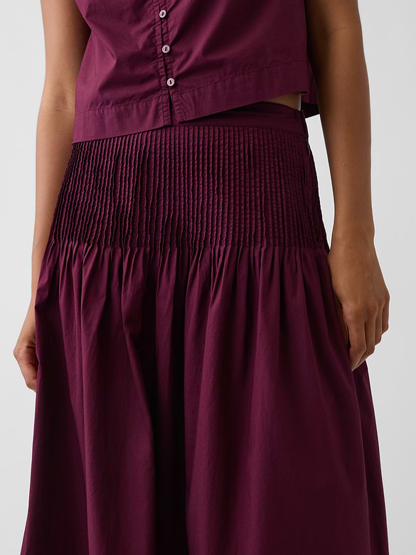 Poplin Pintuck Maxi Skirt