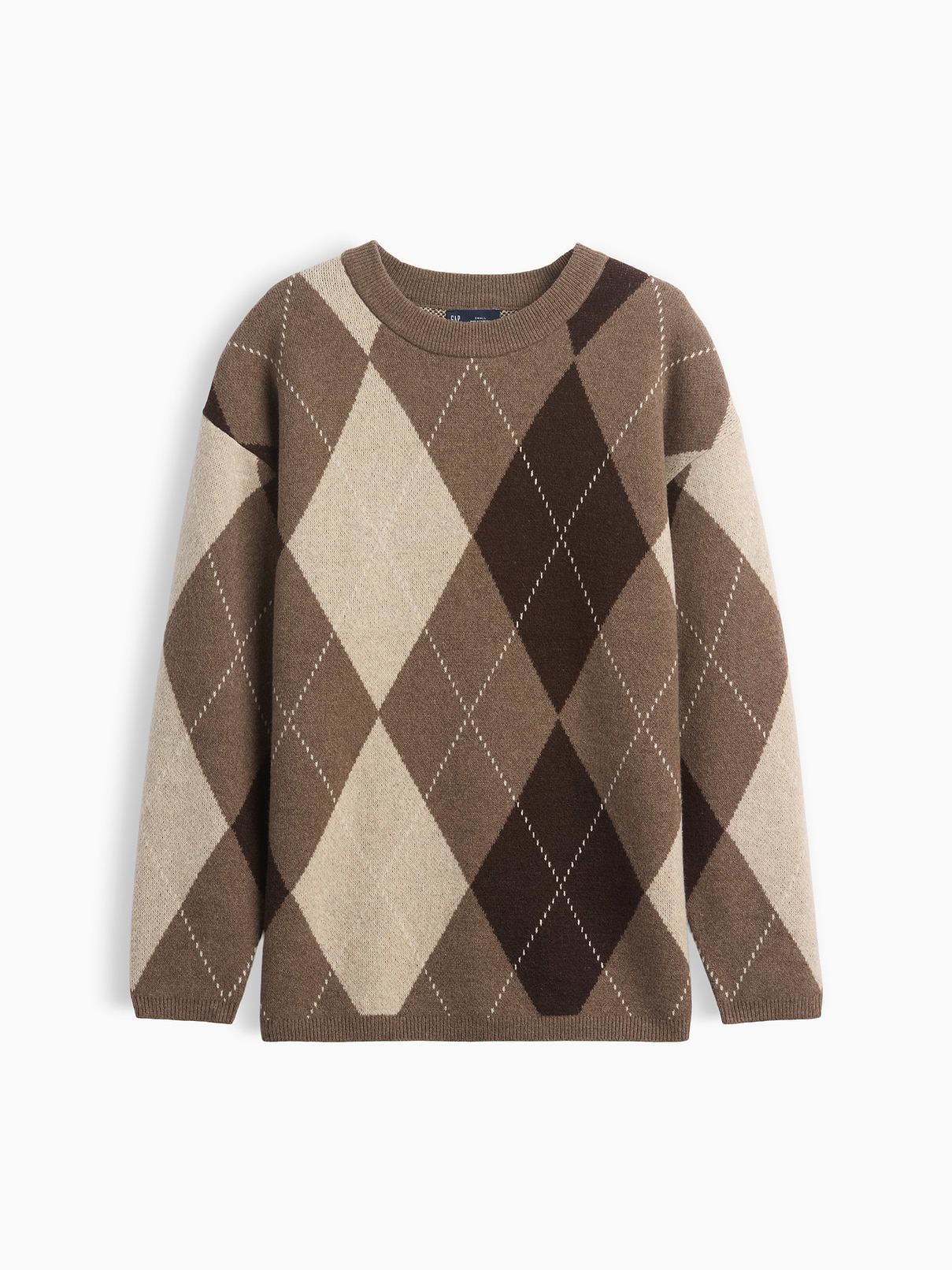 Image 5 of 5, CashSoft Oversized Argyle Sweater