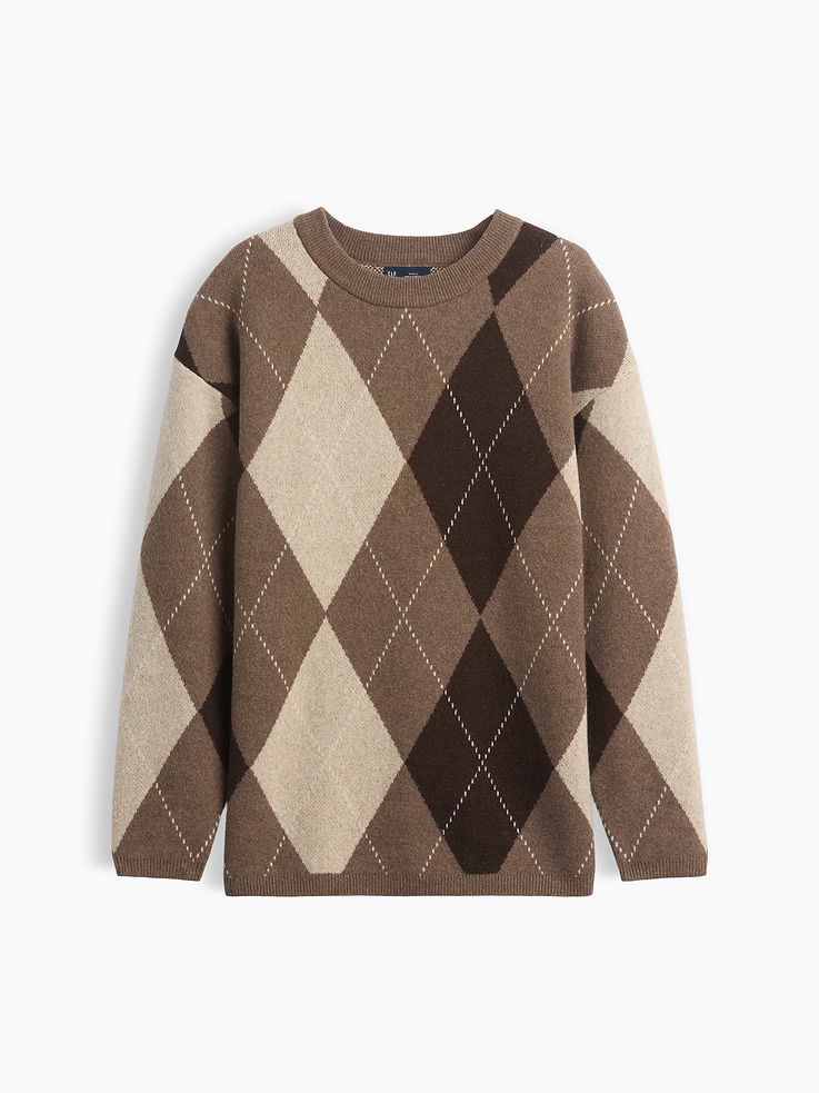 Image number 5 showing, CashSoft Oversized Argyle Sweater