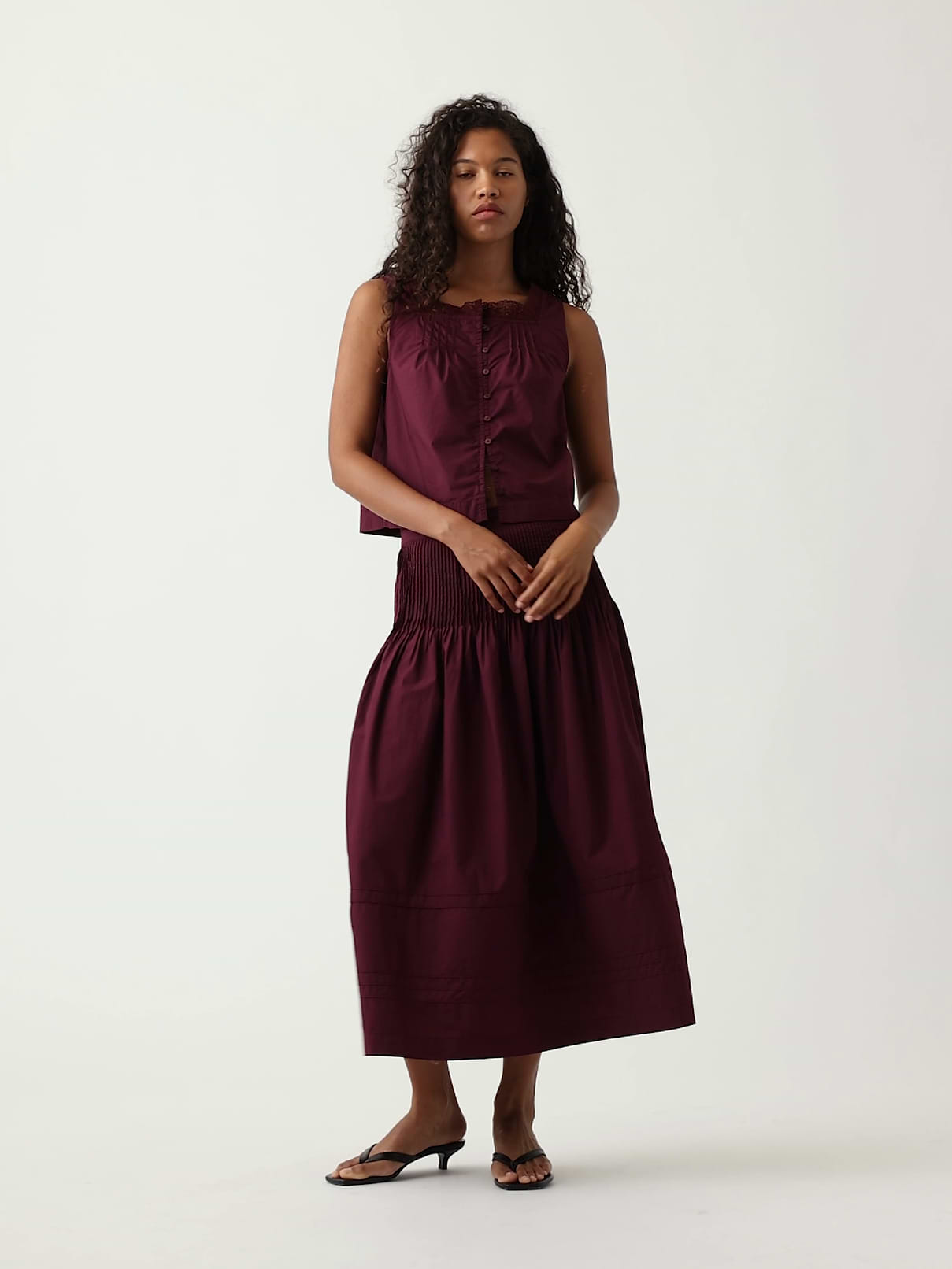 Poplin Pintuck Maxi Skirt | Gap