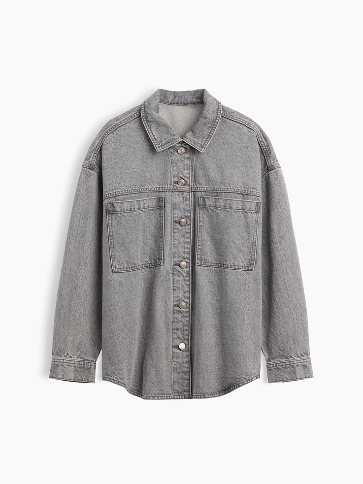 L'image numéro 5 présente Veste-chemise surdimensionnée en denim