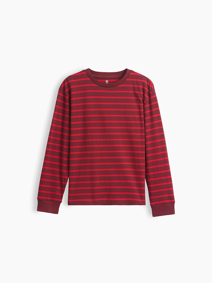 Image 1 of 3, Soft cotton jersey T-shirt. In a relaxed fit., Crewneck., Long sleeves with banded rib cuffs., Certain styles have allover stripes., Product #911536