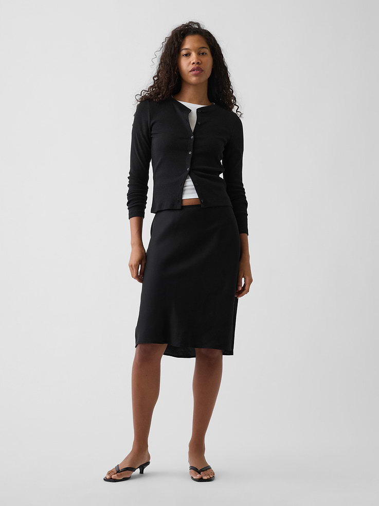 Image number 1 showing, Satin Bias-Cut Skirt