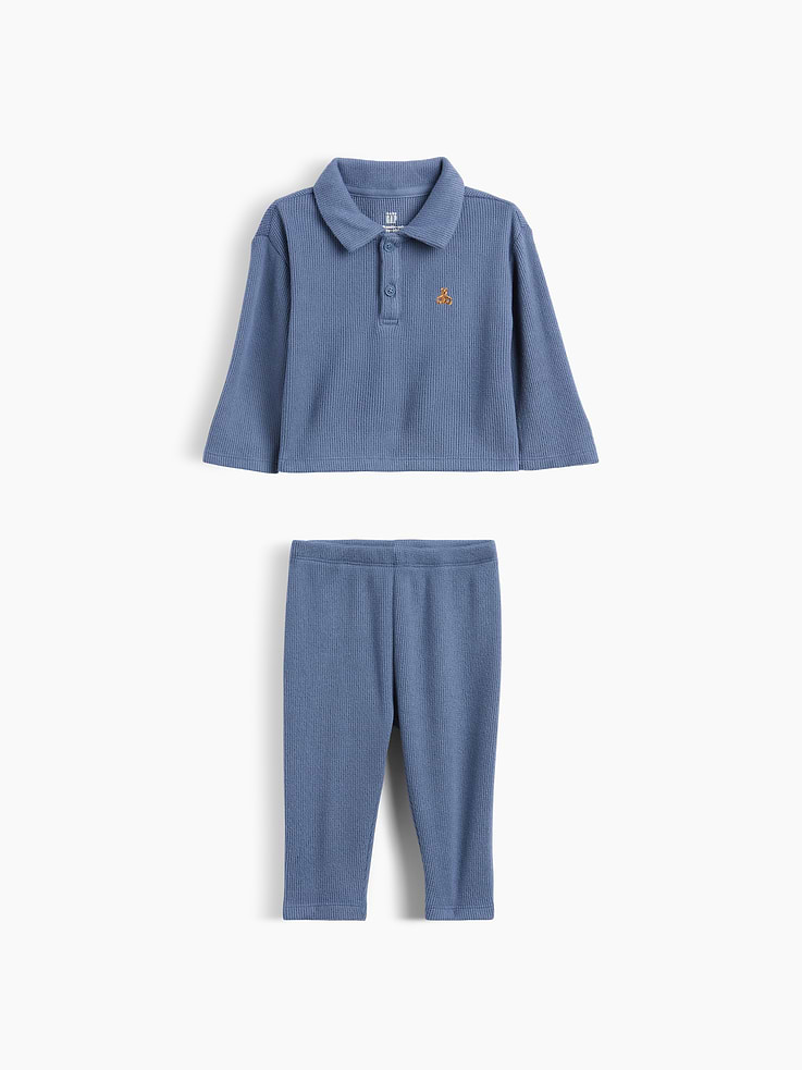 Image number 1 showing, Baby Softspun Waffle Polo Outfit Set