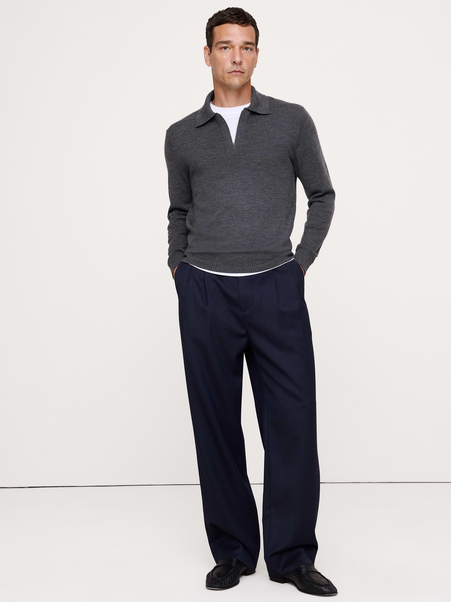 Image number 1 showing, Merino Zip-Up Sweater Polo