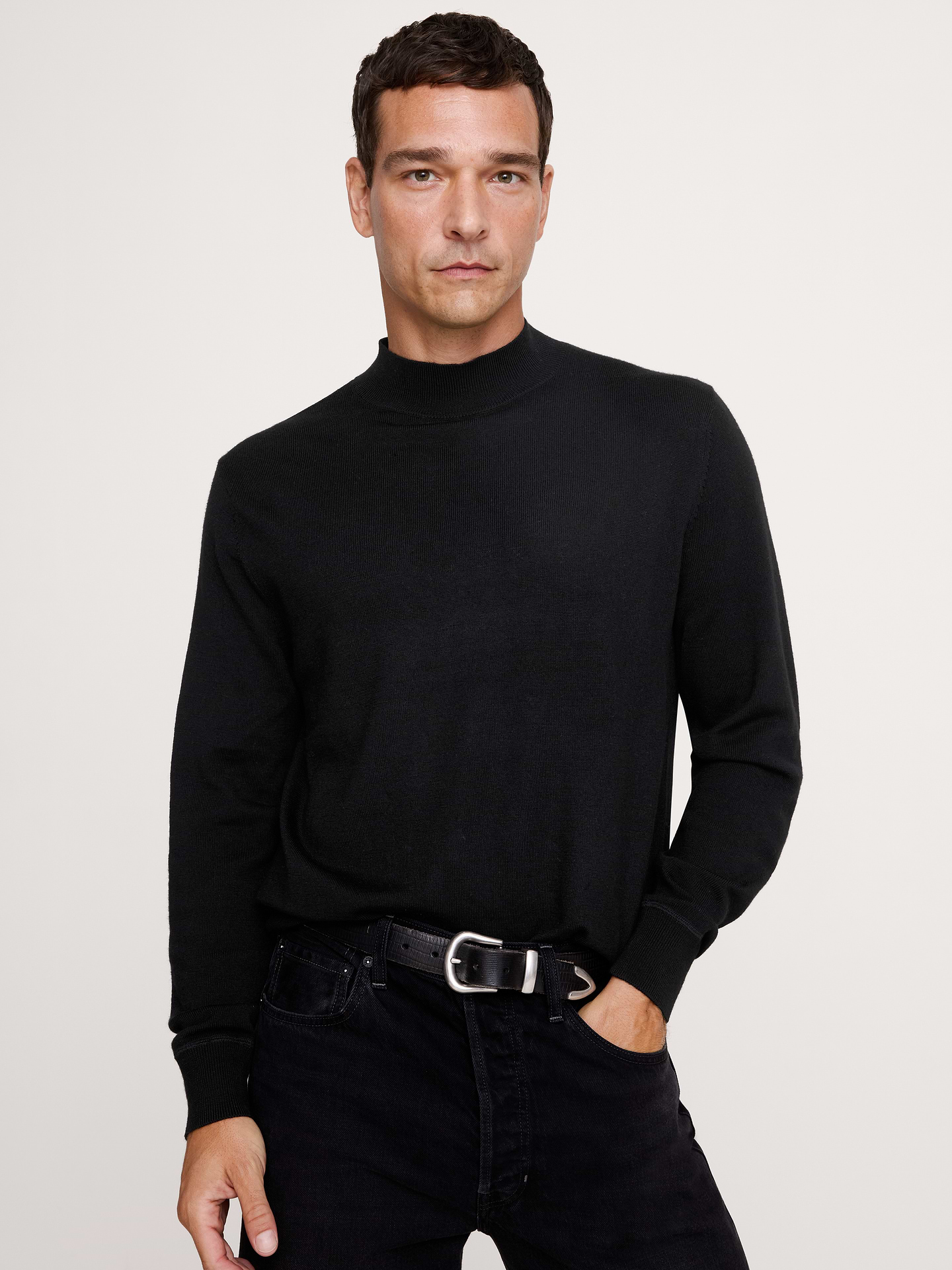 Image number 1 showing, Merino Mock-Neck Sweater