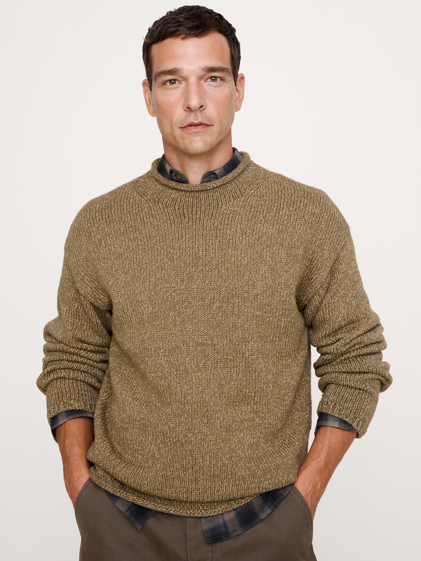 Image 3 of 3, Cotton Roll-Neck Sweater