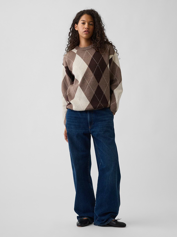 Image number 2 showing, CashSoft Oversized Argyle Sweater