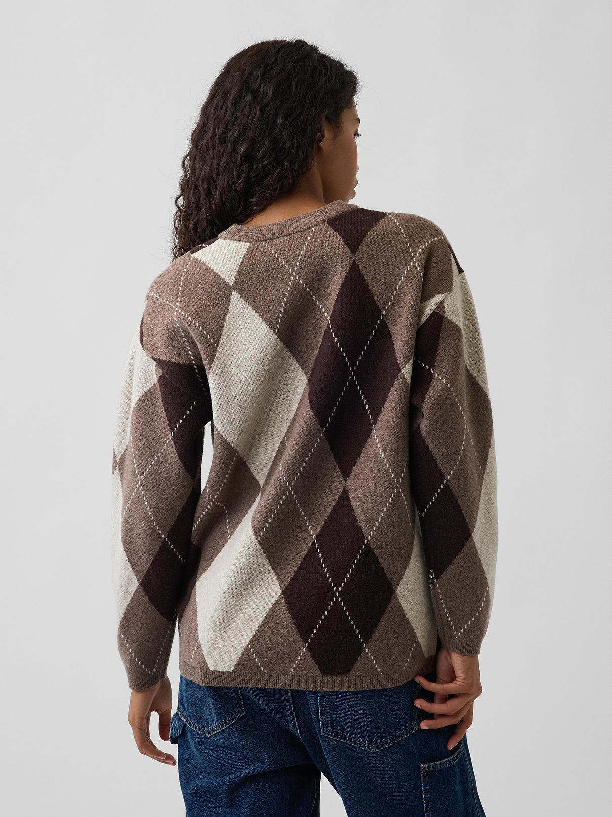 Image 3 of 5, CashSoft Oversized Argyle Sweater
