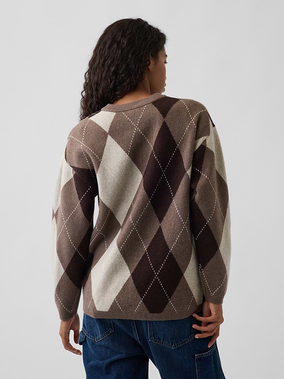 CashSoft Oversized Argyle Sweater