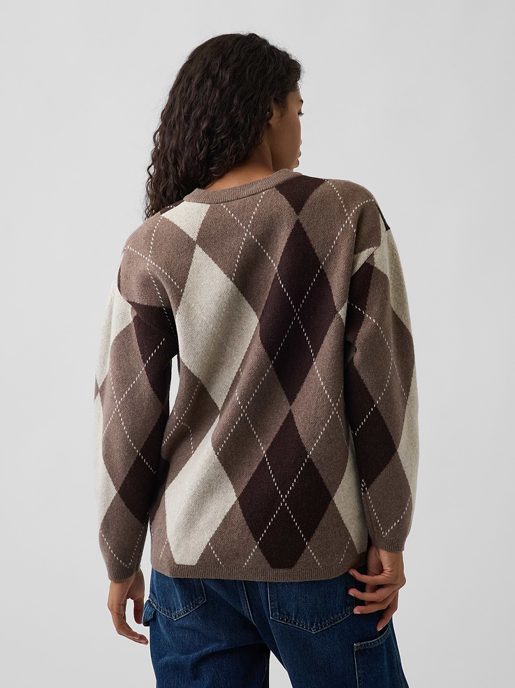 Image number 3 showing, CashSoft Oversized Argyle Sweater