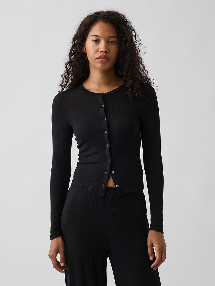 Image number 1 showing, SoftMade Modal Rib PJ Cardigan