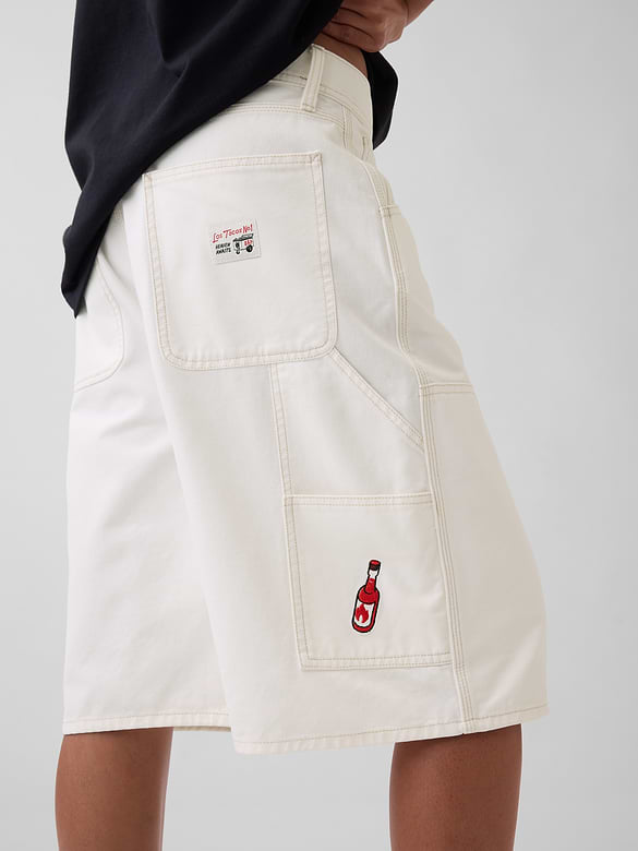 Adult Los Tacos No. 1 Canvas Denim Baggy Carpenter Shorts