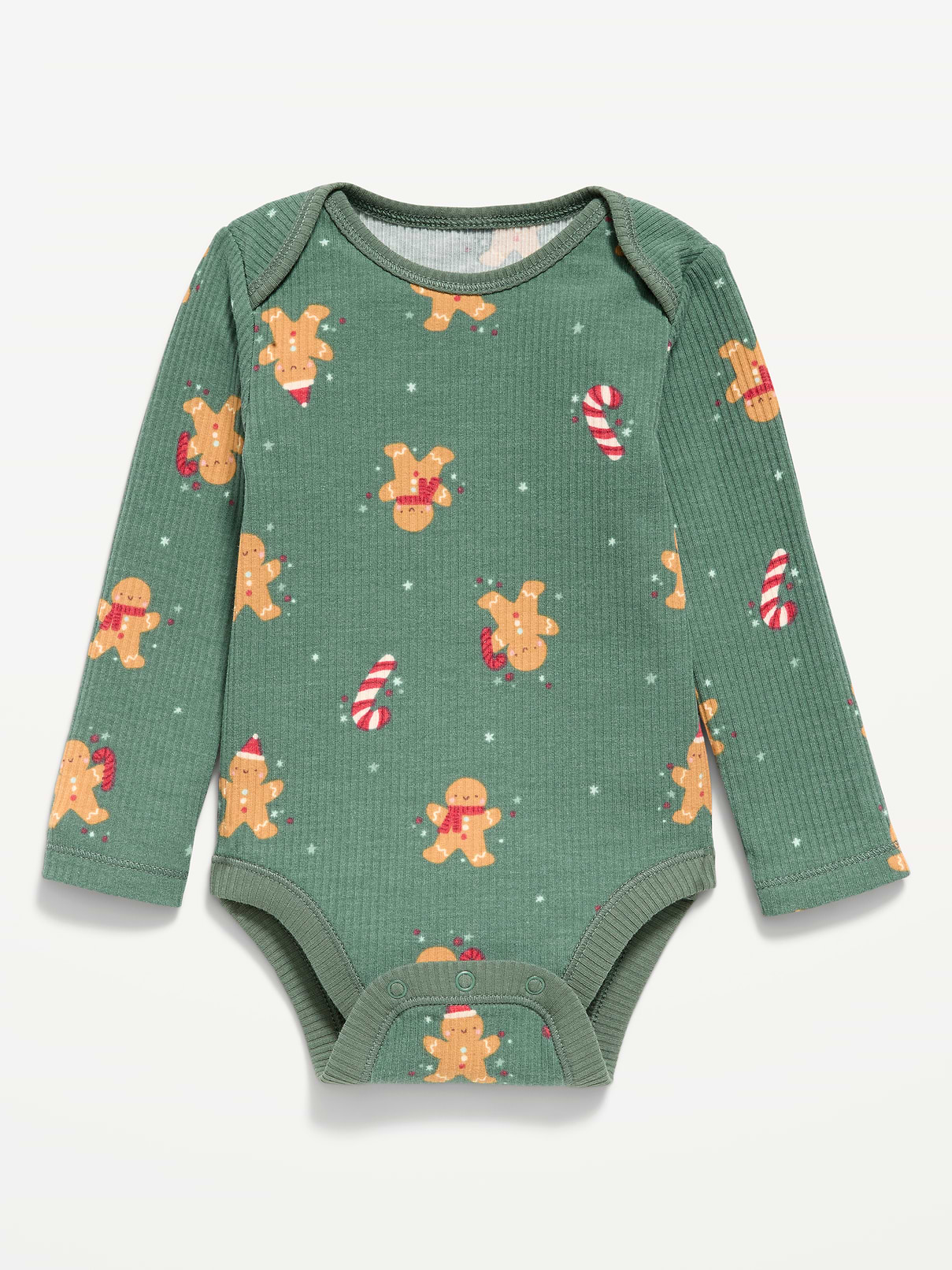 Image 1 of 1, rib-knit envelope neckline, long sleeves, snaps along inseam, all-over print, Product #1181693