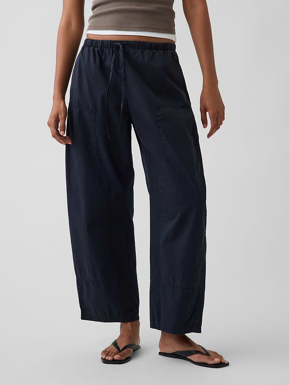 Poplin Easy Double-Knee Barrel Pants