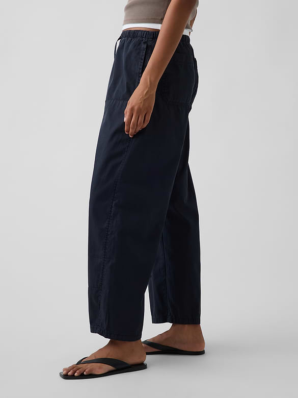 Poplin Easy Double-Knee Barrel Pants