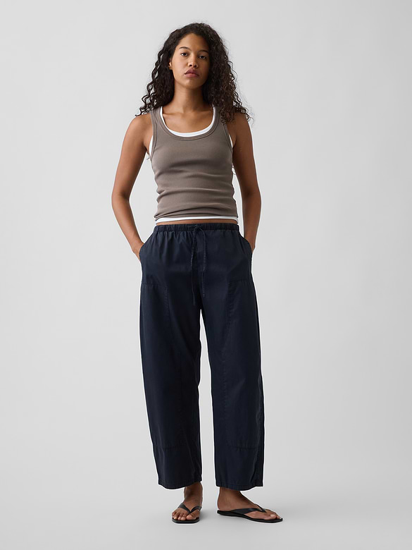 Poplin Easy Double-Knee Barrel Pants