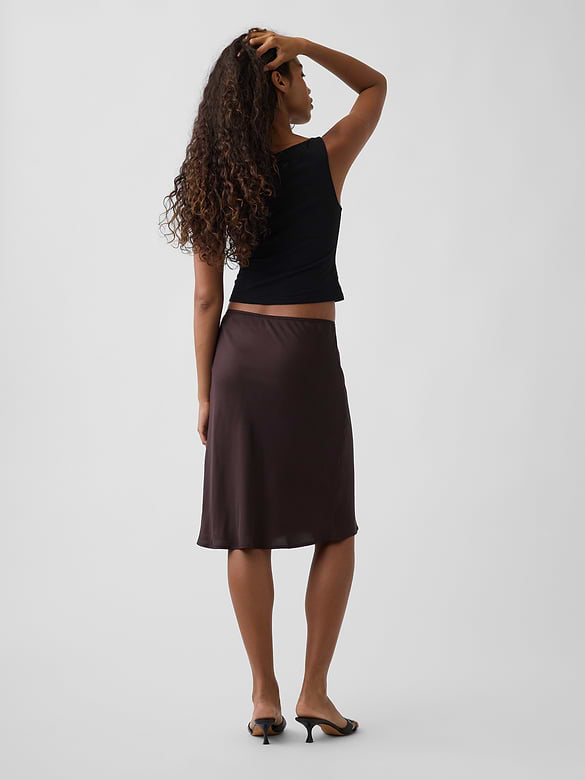 Satin Bias-Cut Skirt