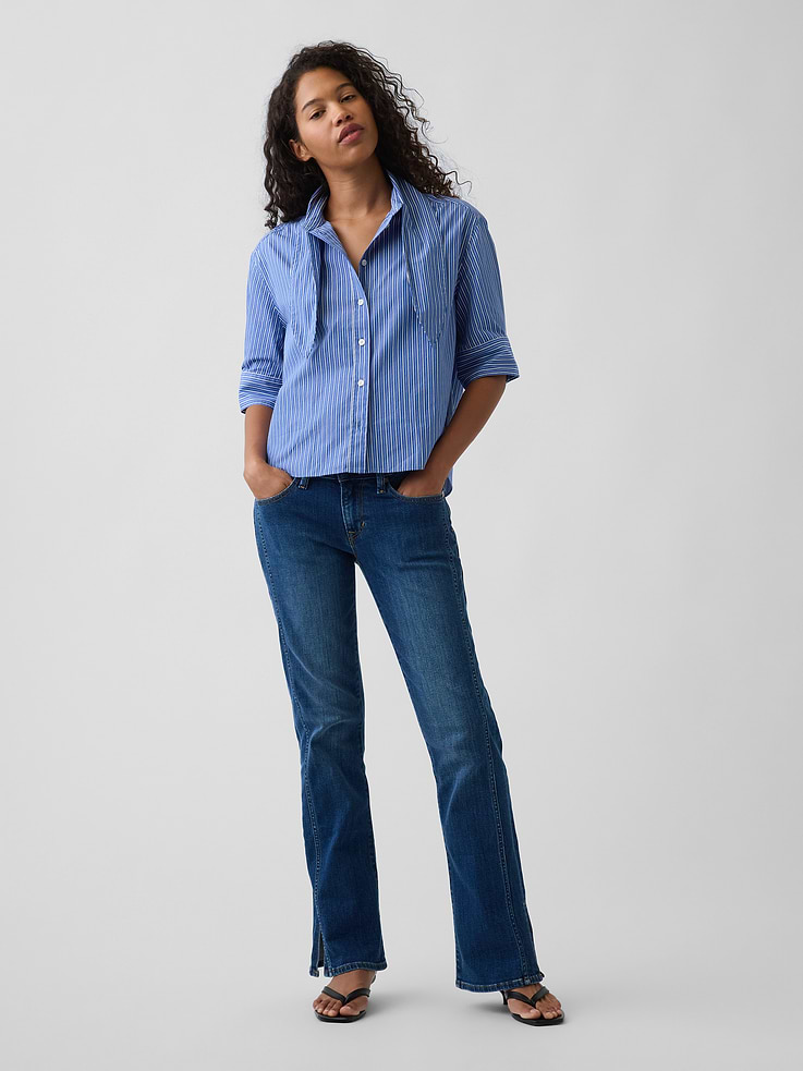 Image number 2 showing, Organic Cotton Poplin Tie-Neck Shirt