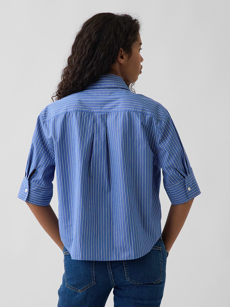 Image number 3 showing, Organic Cotton Poplin Tie-Neck Shirt