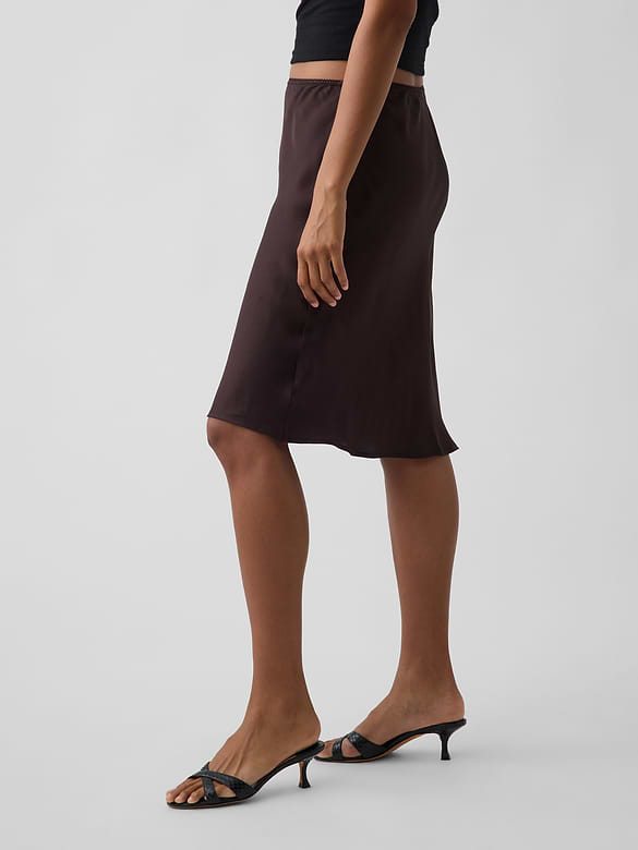 Satin Bias-Cut Skirt