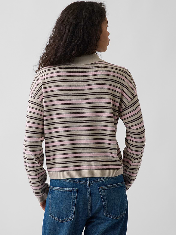 100% Cotton Relaxed Polo Sweater