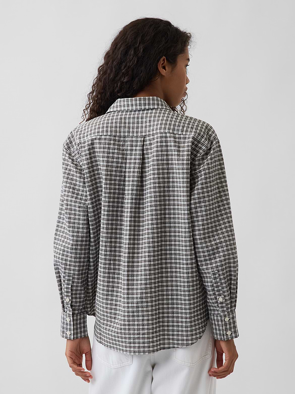 Seersucker Plaid Oversized Shirt
