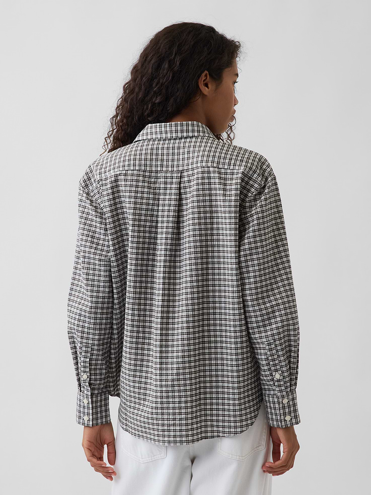 Image number 3 showing, Seersucker Plaid Oversized Shirt