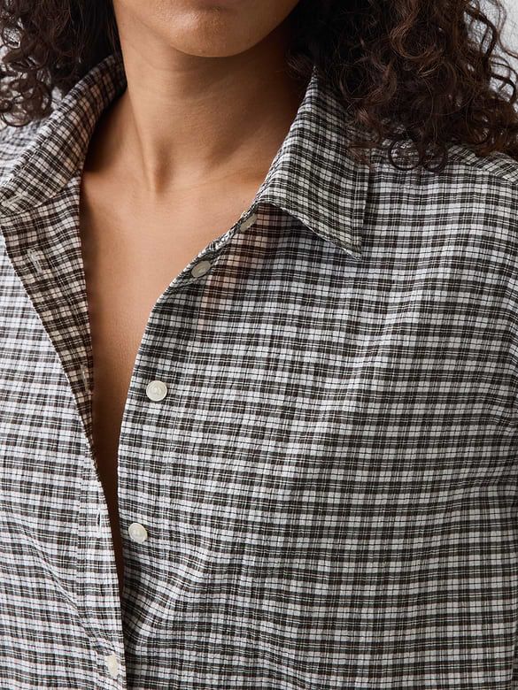 Seersucker Plaid Oversized Shirt
