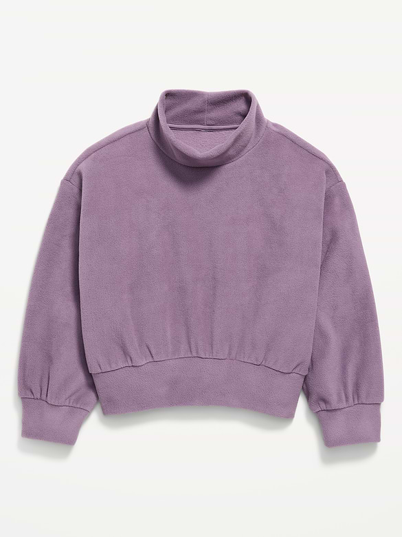 Long-Sleeve Mock-Neck Microfleece Top for Girls