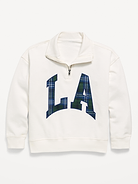 Image 1 of 2, mock neck, quarter zip, long sleeves, drop shoulders, graphic at front, Product #907015
