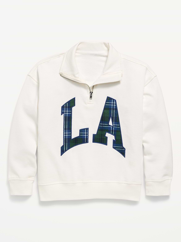 Oversized Quarter-Zip Graphic Sweatshirt for Girls