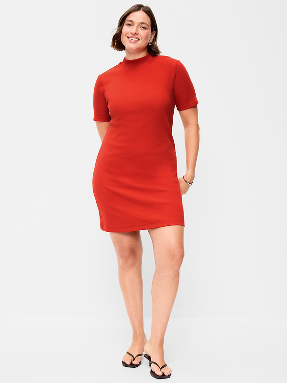 Snug Mock-Neck Bodycon Mini Dress