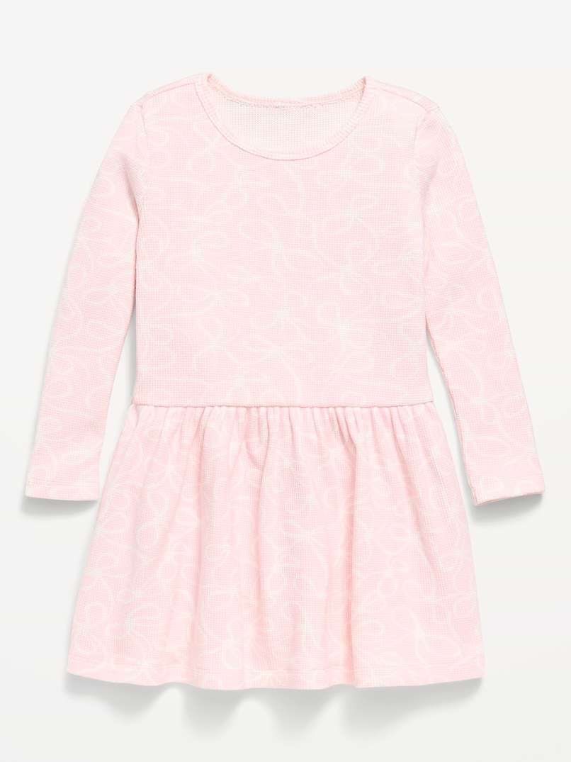 girls knit dress Printed Long-Sleeve Waffle for Toddler izyrent