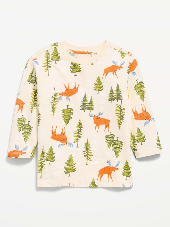 Printed Long-Sleeve Unisex T-Shirt for Toddler