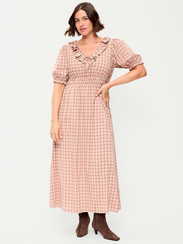 Ruffle-Trim Boho Maxi Dress