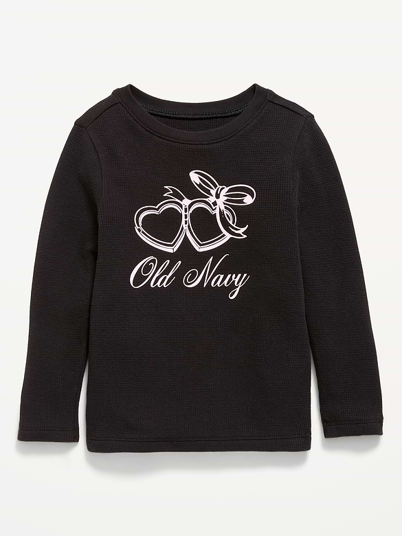 Long-Sleeve Logo Graphic Waffle-Knit T-Shirt for Toddler Girls