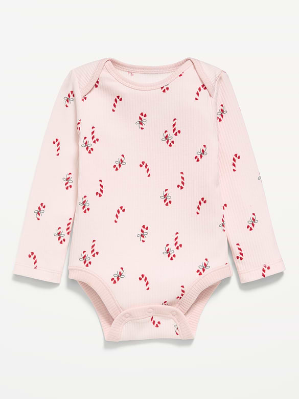 Printed Long-Sleeve Ribbed Bodysuit for Baby
