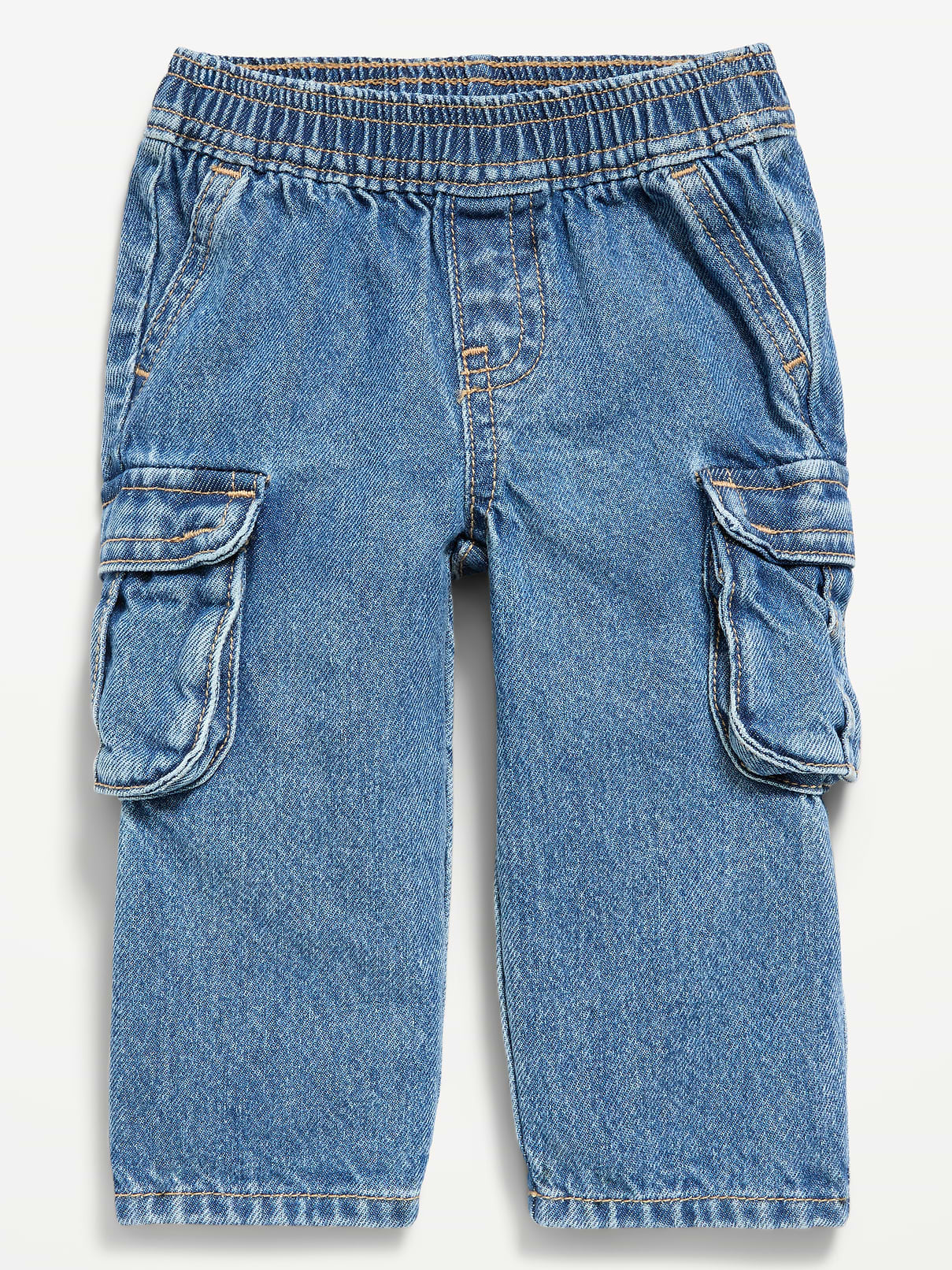 Image 1 of 1, elasticized waistband, faux fly, cargo pockets at each leg, barrel leg, Product #1187737