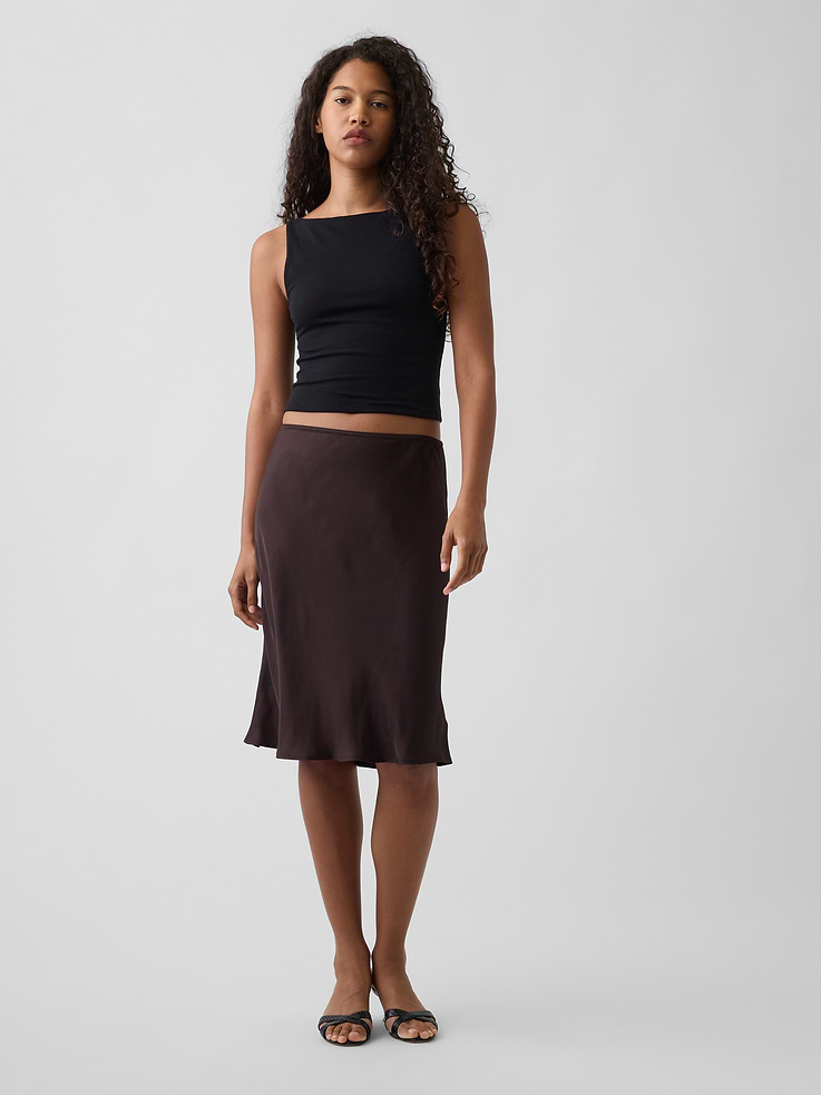 Image number 1 showing, Satin Bias-Cut Skirt