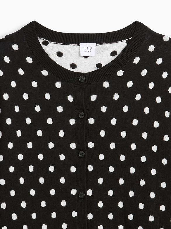 Polka Dot Crewneck Cardigan