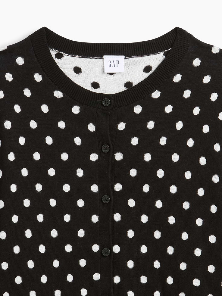 Image 4 of 5, Polka Dot Crewneck Cardigan