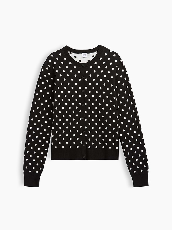 Polka Dot Crewneck Cardigan