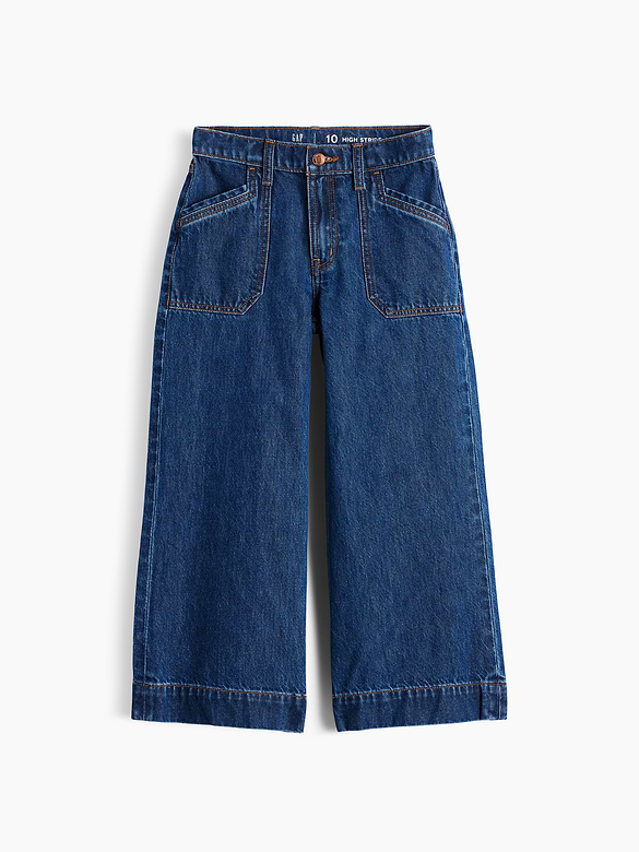 Kids High Rise Stride Wide-Leg Ankle Jeans