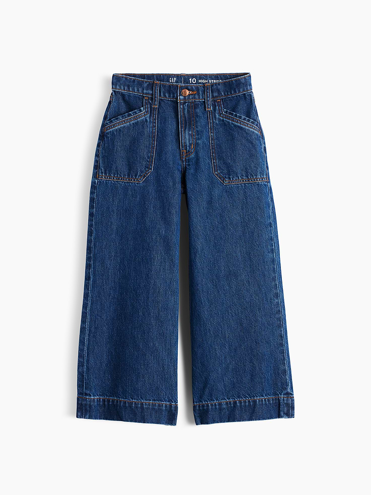 Image number 2 showing, Kids High Rise Stride Wide-Leg Ankle Jeans