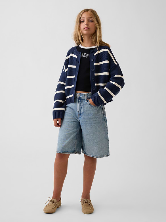 Kids 100% Cotton Oversized Boxy Cardigan Sweater