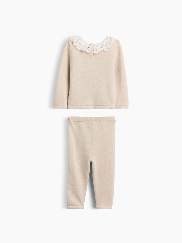 Baby Eyelet Ruffle Collar Sweater Set